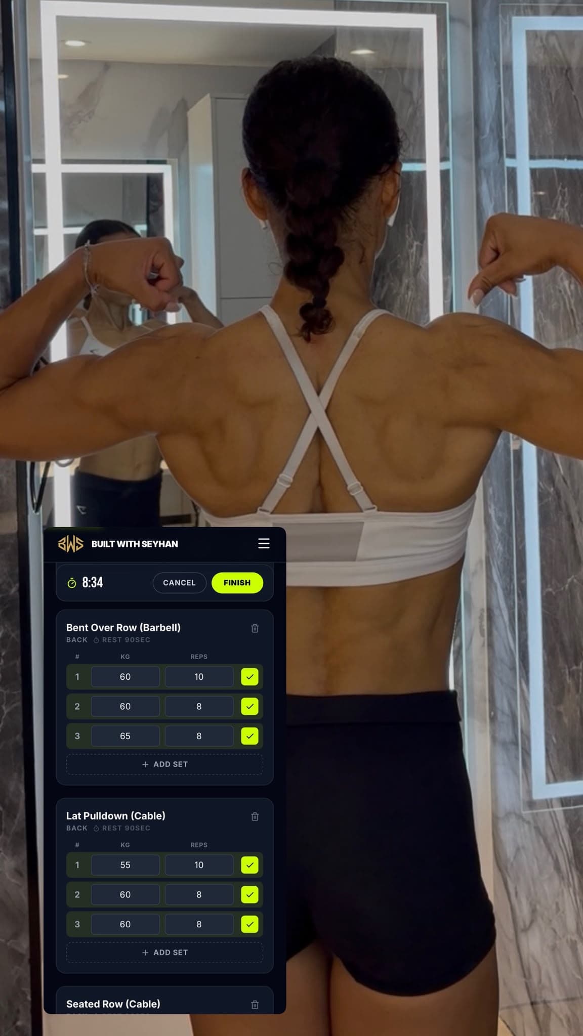 The Builtwithseyhan fitness tracker makes it so easy to add and track my workouts. I can easily record my weights and reps!